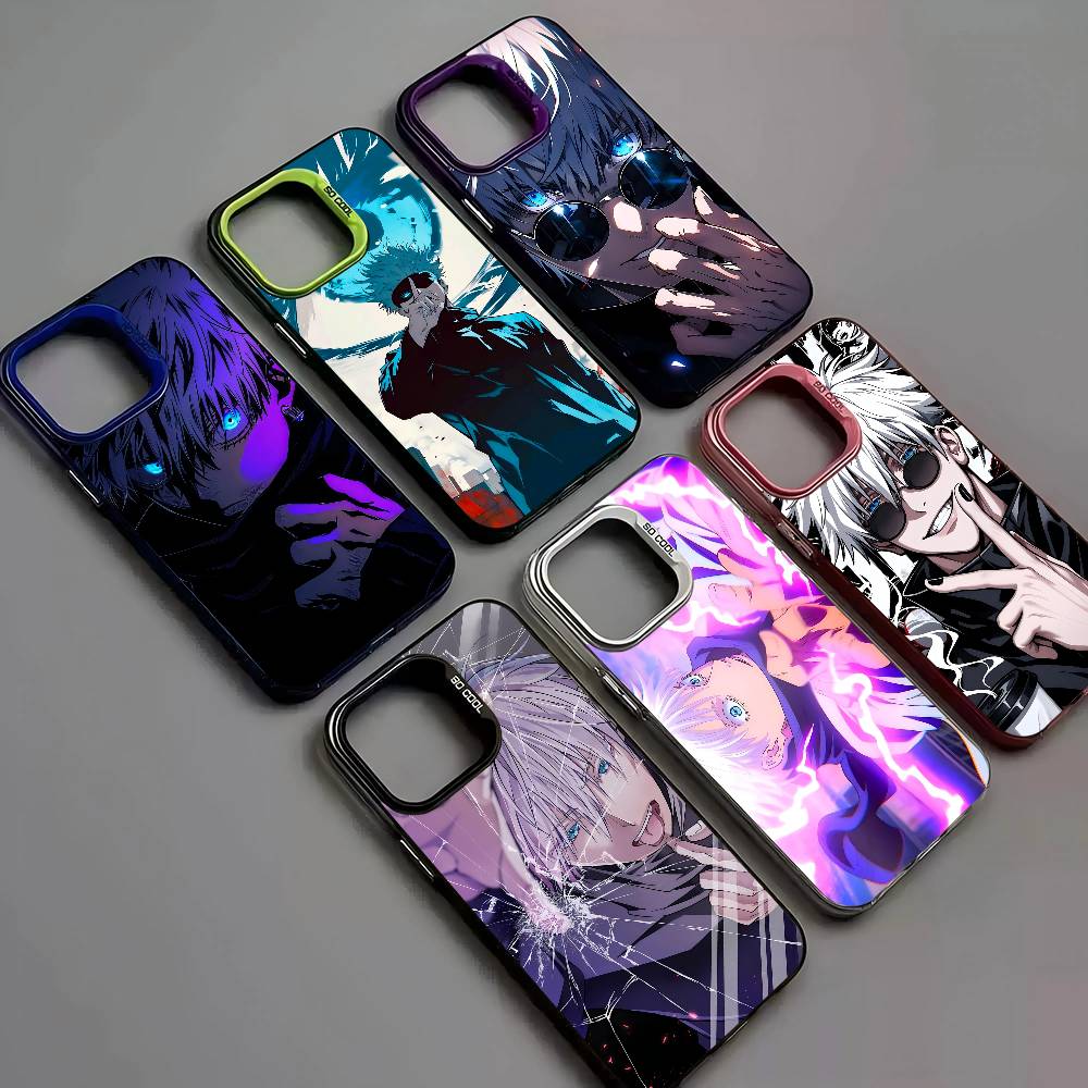 Phone Cases Jujutsu Kaisen - 五条悟 呪術廻戦 アニメ カラフル スマホケース シルバー