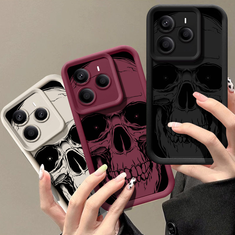 クールな黒のスカルプリントスマホケース Xiaomi Red - Phone Cases Xiaomi 15 のレビューと価格
