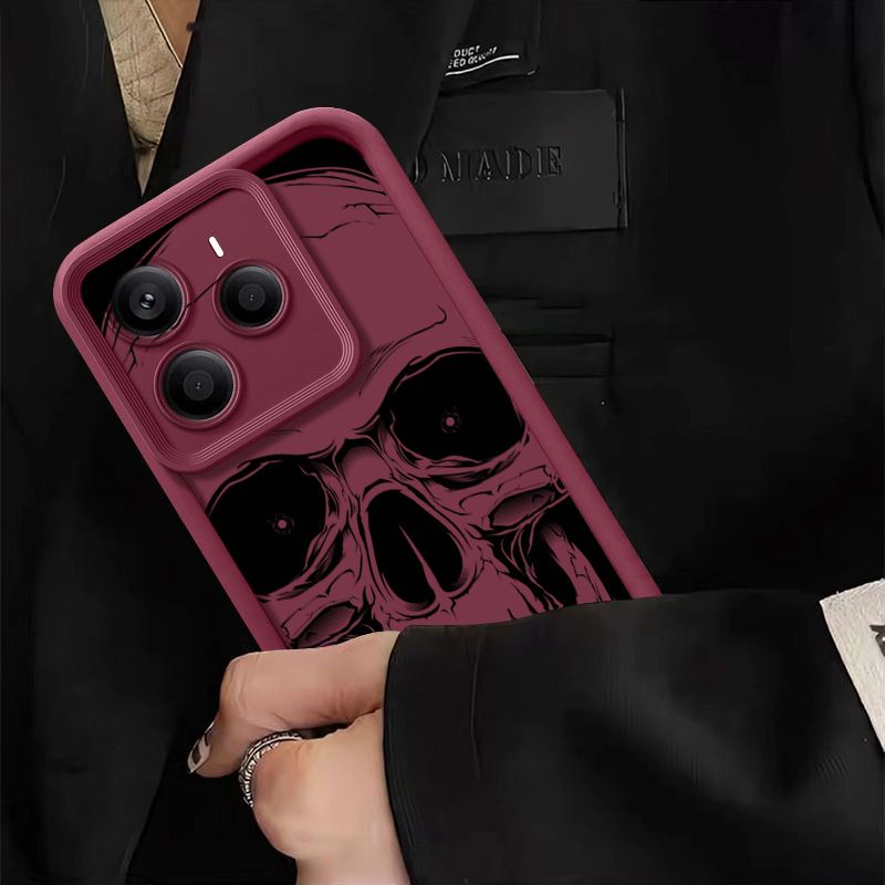 クールな黒のスカルプリントスマホケース Xiaomi Red - Phone Cases Xiaomi 15 のレビューと価格